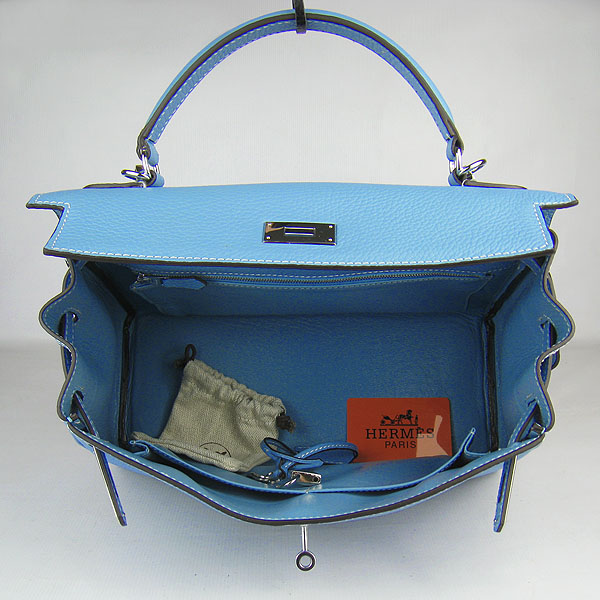 7A Replica Hermes Kelly 32cm Togo Leather Bag Light Blue 6108